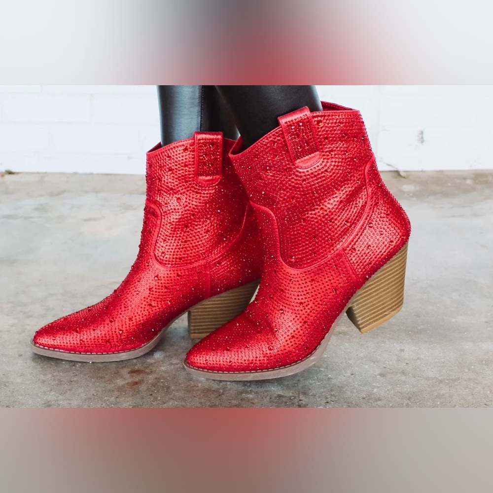 Red Rhinestone Cowboy Boots